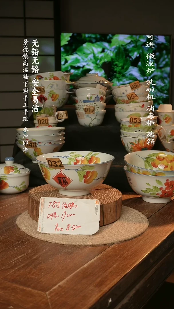 瓷景德镇高温瓷釉下彩手绘陶瓷