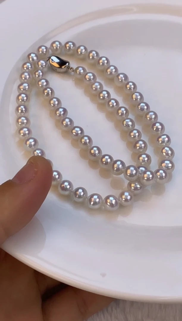 项链银S925镶嵌淡水珍珠7