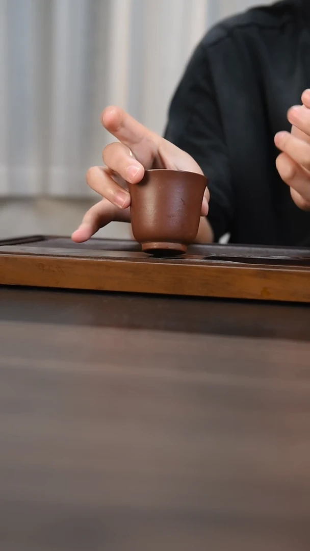 茶杯紫砂底槽青 铃铛杯 70cc