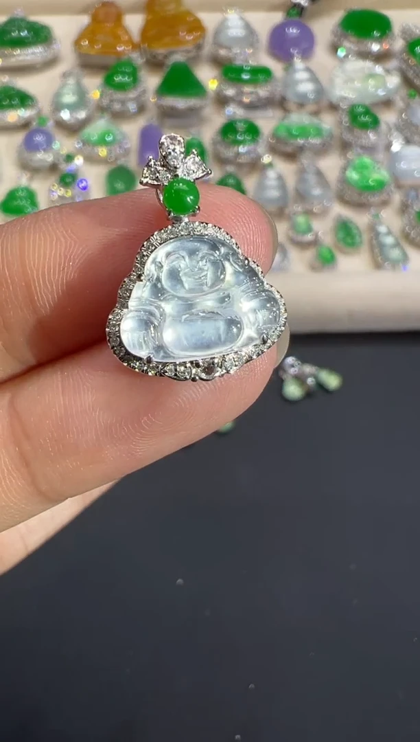 吊坠(不含链)18K金镶嵌翡翠B258|3980