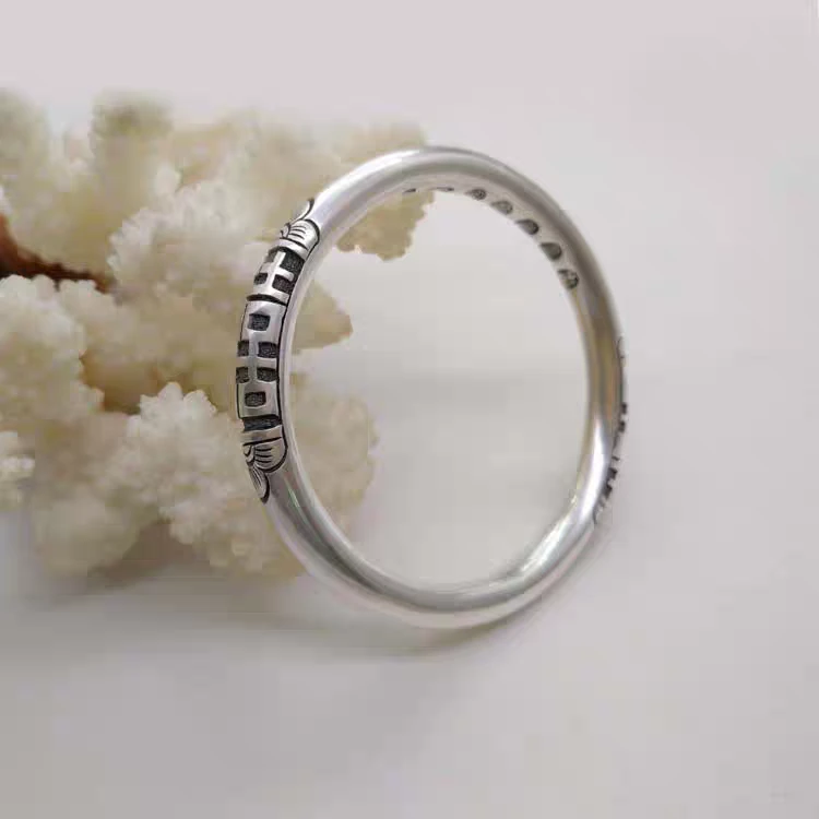 足银手镯 润土匠心女银手镯【双喜圆条】手工定制纯银s999镯子仿古