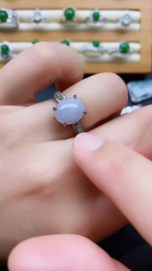 银S925镶嵌戒指翡翠1