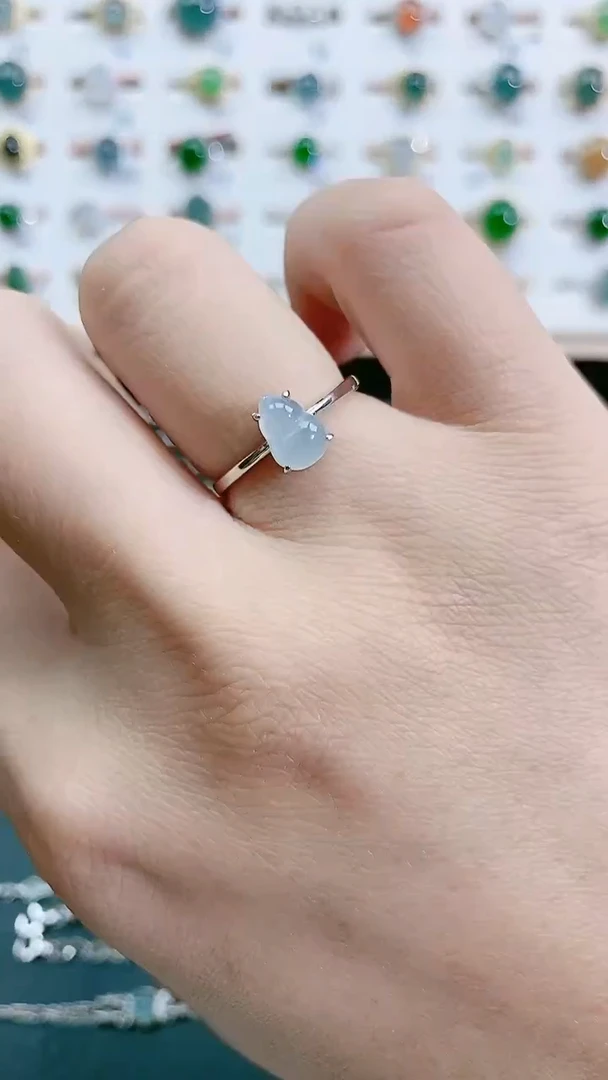 银S925镶嵌戒指翡翠天然翡翠