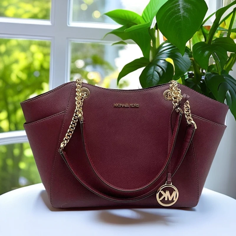 95新 MICHAEL KORS/迈克高仕 酒红色单肩包 1186 6457