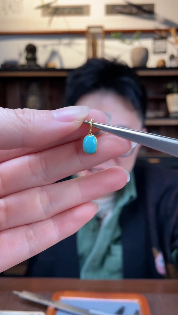 【闪购商品】绿松石吊坠18K金镶嵌18K金松石吊坠CS赠链