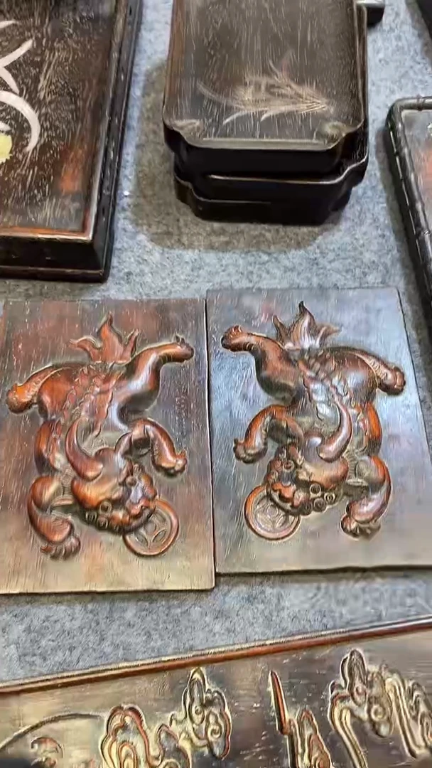 木紫檀木雕刻板一物一拍