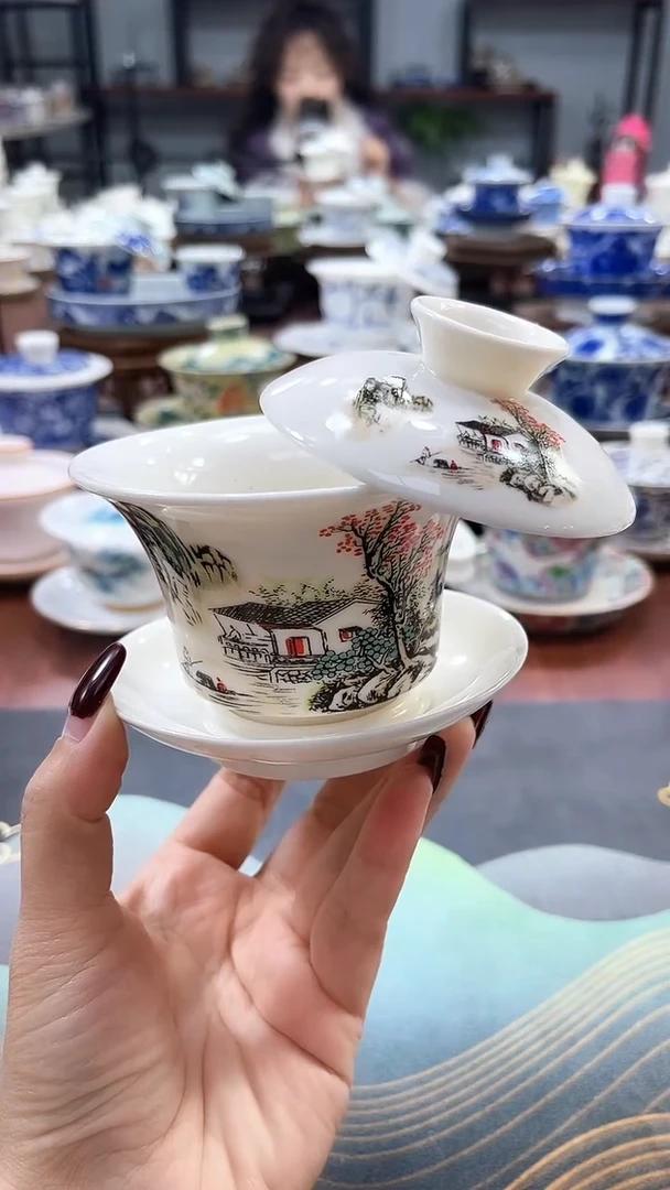 【闪购商品】小号仿古马蹄山里人家可悬不转盖碗