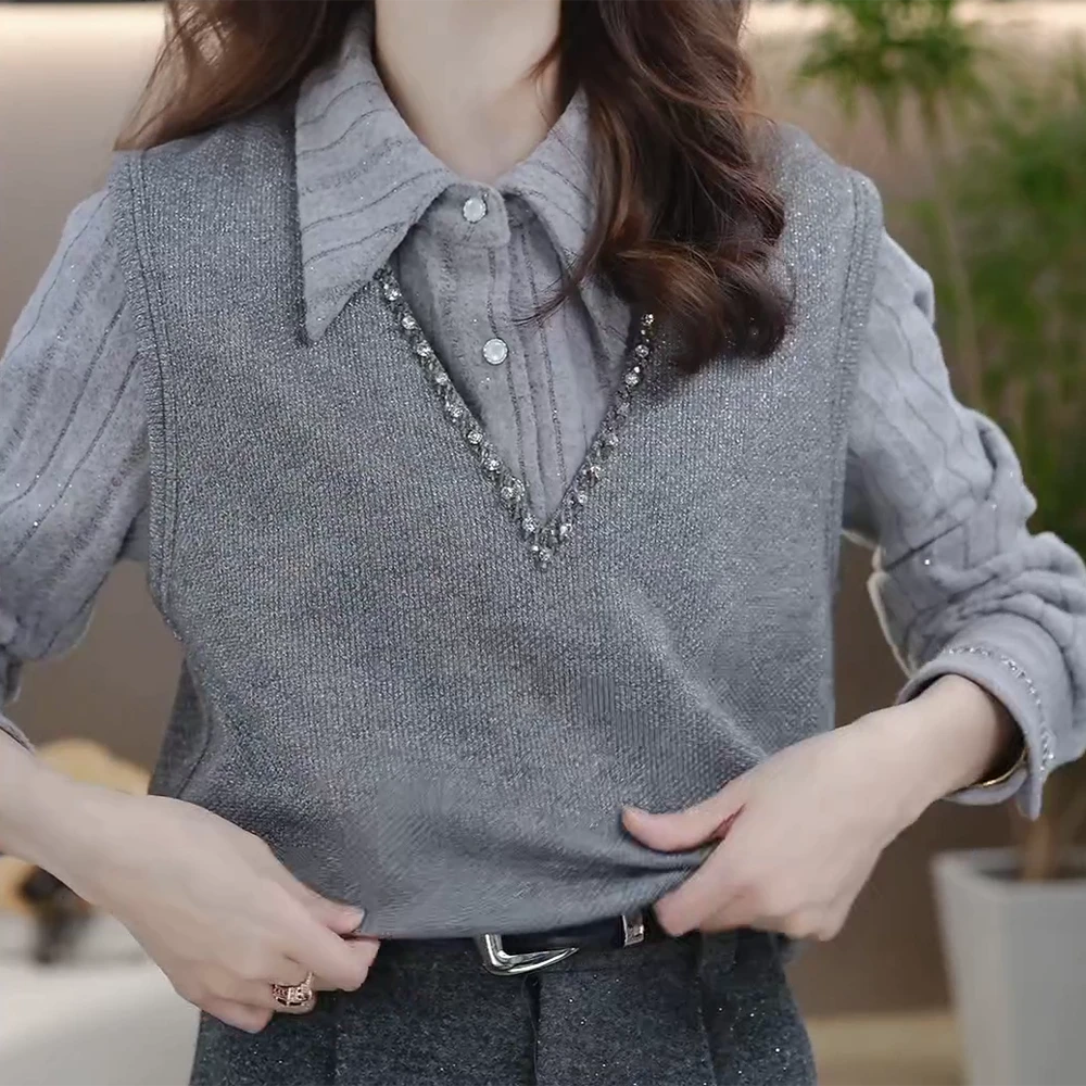 秋冬新款时尚高级设计感小香风针织马甲百搭叠穿背心