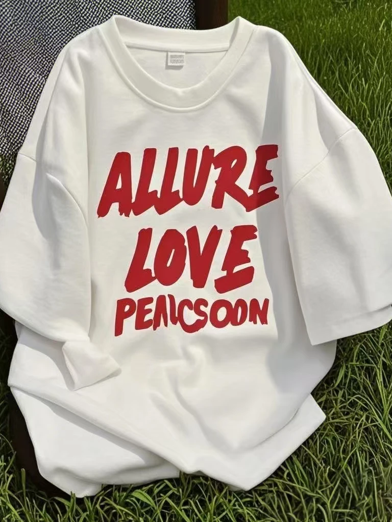 2025新款短袖潮流字母T恤纯棉男女同款情侣闺蜜美式重磅上衣260G