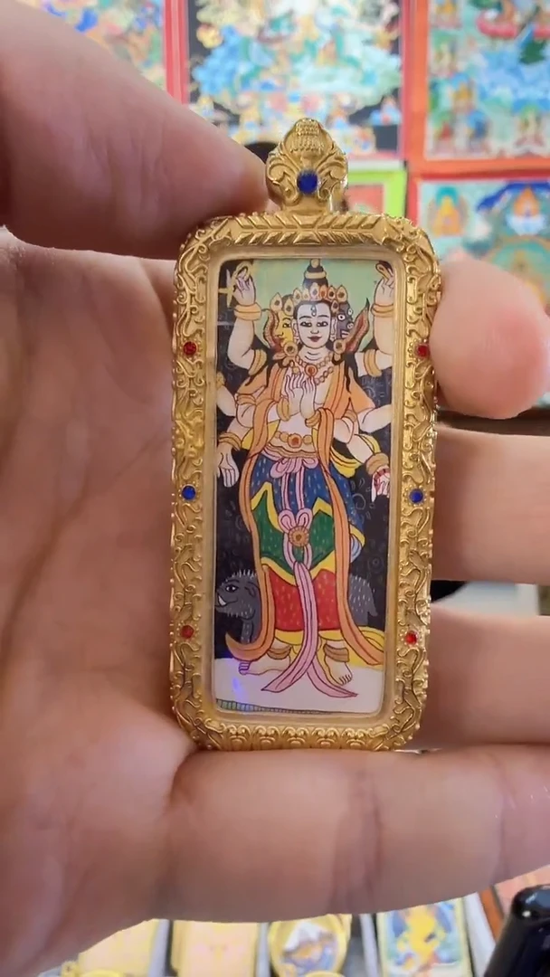 吊坠摩力支天-纯手绘唐卡拉萨直发