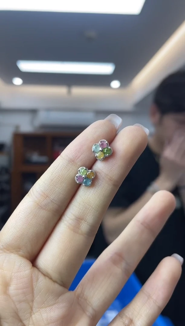 ·银S925镶嵌碧玺多样性一件发货