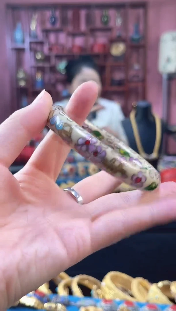 非遗 景泰蓝棍镯 60/宽版 米色
