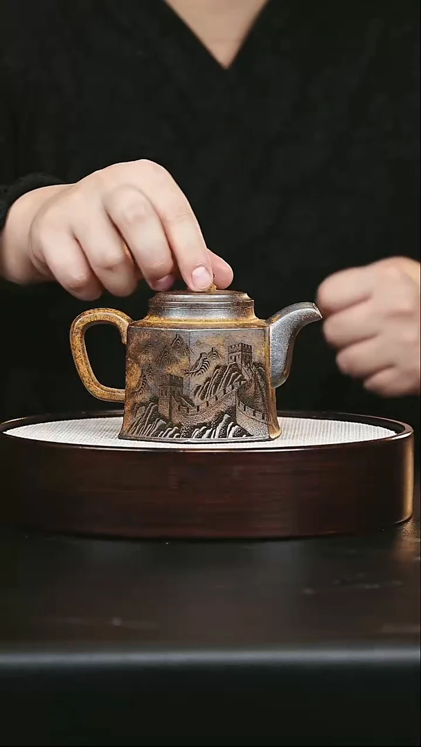 茶杯紫砂宜兴紫砂 六方李志佩 龙骨金沙