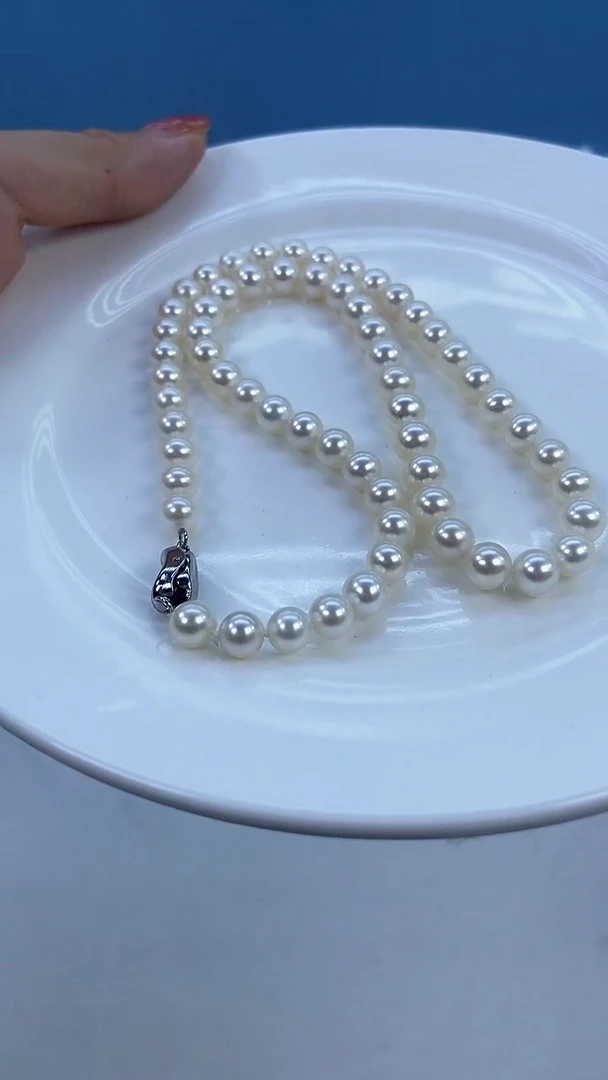 淡水珍珠未镶嵌颈饰天然淡水无核珍珠项链7mm基地发货