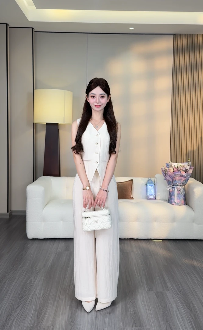 【素麻沁风】小个子设计感老钱风套装女夏季无袖两件套TB250405