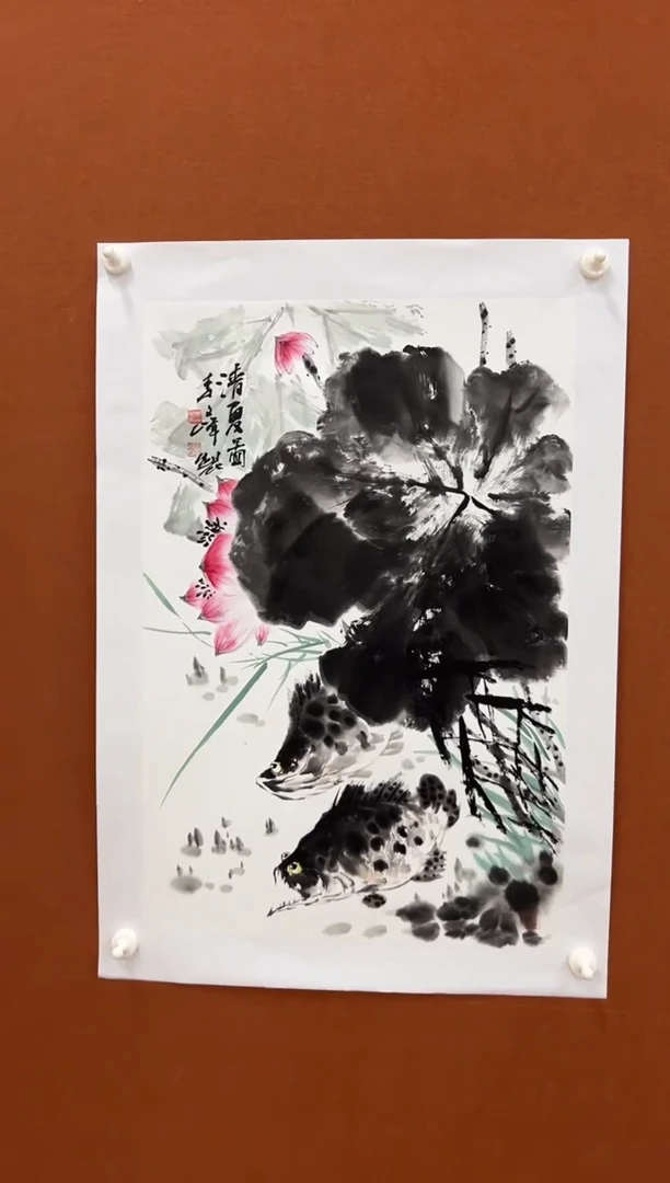 国画李文峰四尺三开写意花鸟