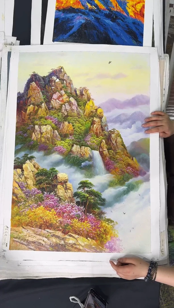 油画【原创·保真·带证书】朝鲜画家纯手绘油画--顺丰包邮--