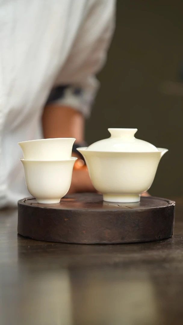 92柴房陶瓷柴烧气泡釉盖碗