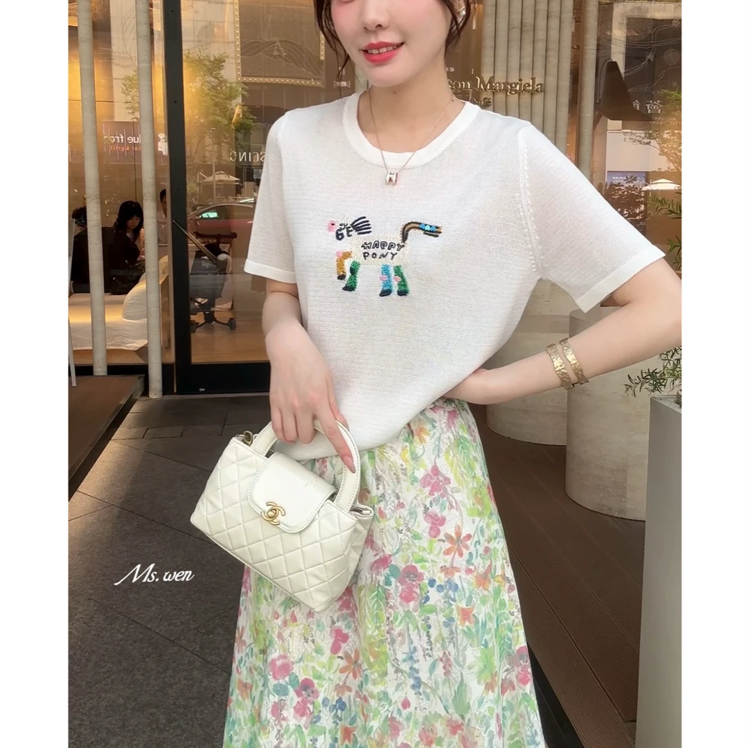 【WENZO】小马T~夏季百搭时尚气质小马图案打底上衣W250448