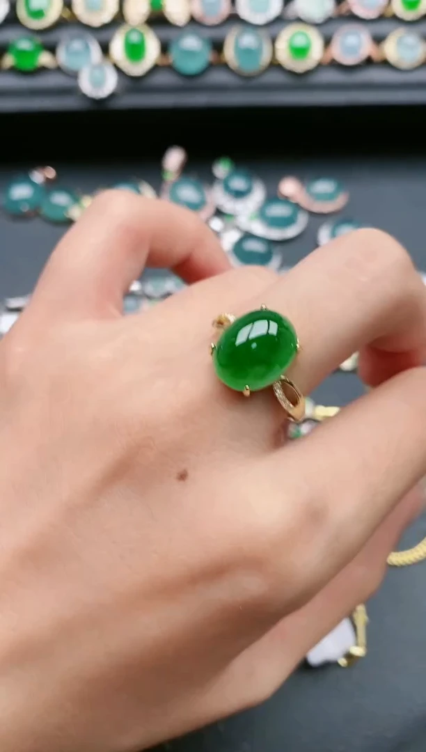 翡翠戒指银S925镶嵌111111