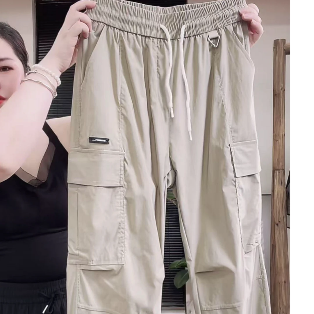 HHB58-270（聚水潭）系带长裤时尚直筒百搭速干男士休闲裤