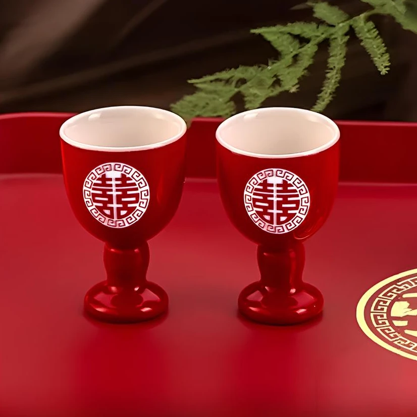 结婚敬酒杯成品一对新人婚礼白酒杯子爆款2025新款陶瓷家用酒壶