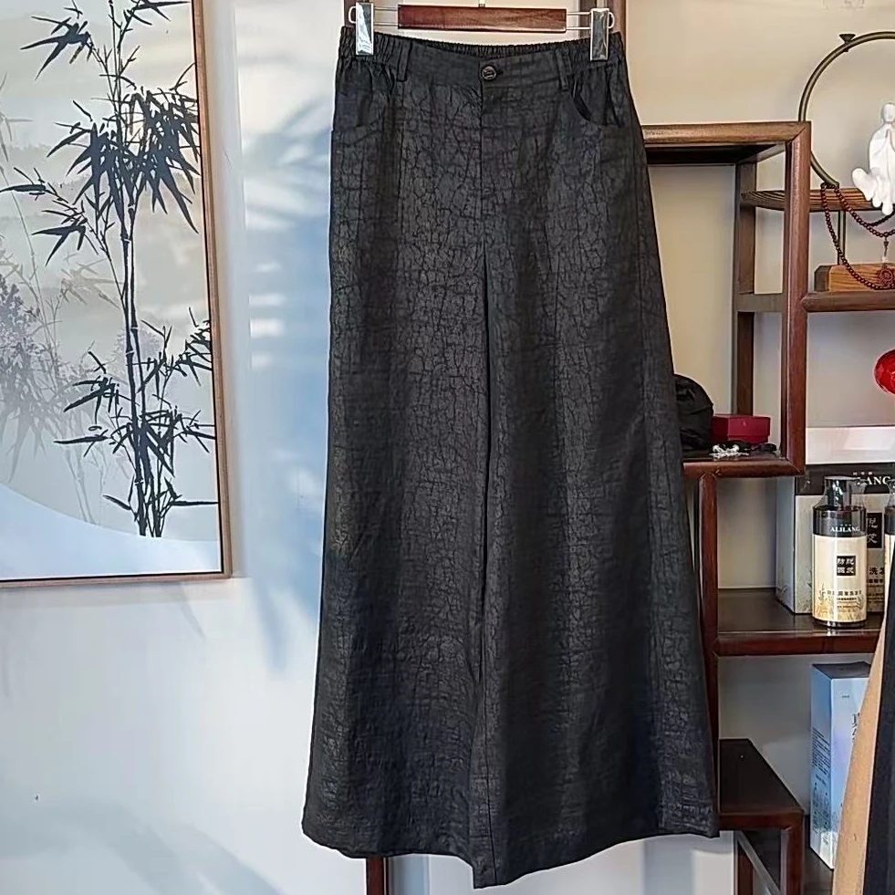 AS026新款桑蚕丝香云纱高腰时尚百搭阔腿裤