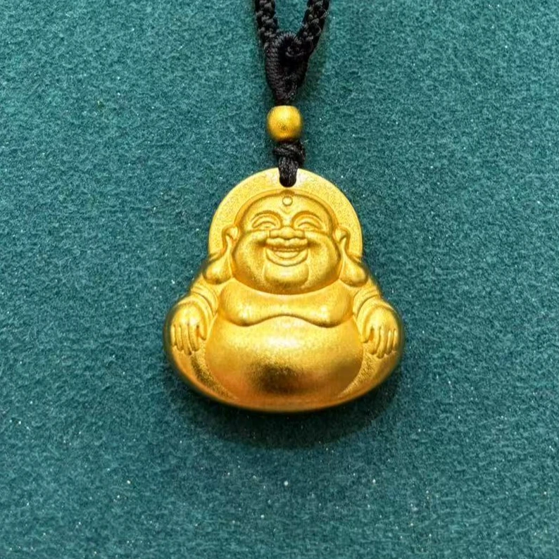 合金吊坠 【大肚佛吊坠】手工时尚双面经典挂坠光面真金色素款