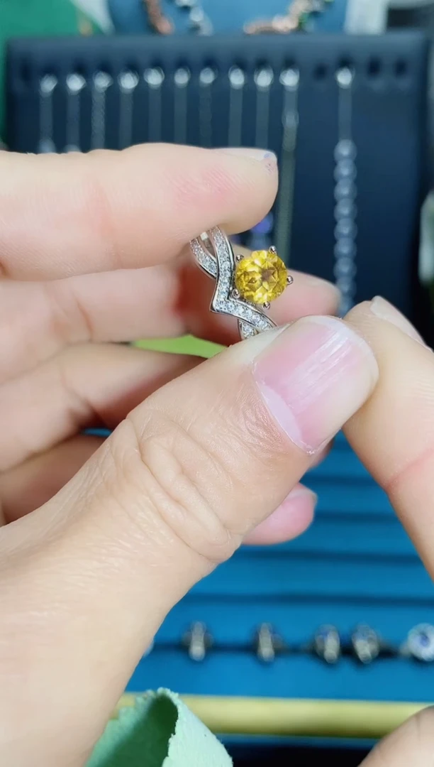 【闪购商品】黄晶戒指银S925镶嵌11211