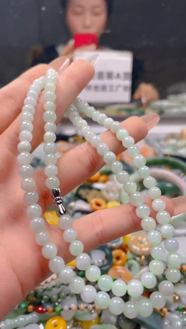 【闪购商品】翡翠颈饰未镶嵌5-6MM/L/翡翠A货一图一物