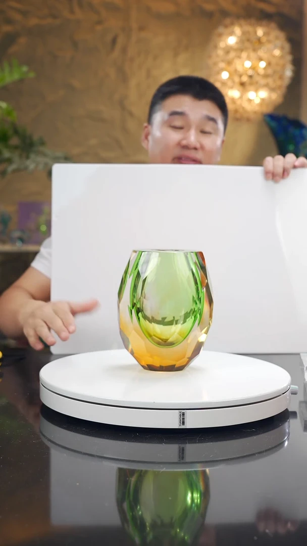 手工艺品琉璃福利琥珀绿切面花瓶