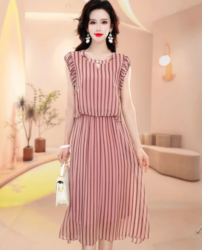 2025夏季新款时尚气质显瘦洋气优雅女士中长款连衣裙M--4XL
