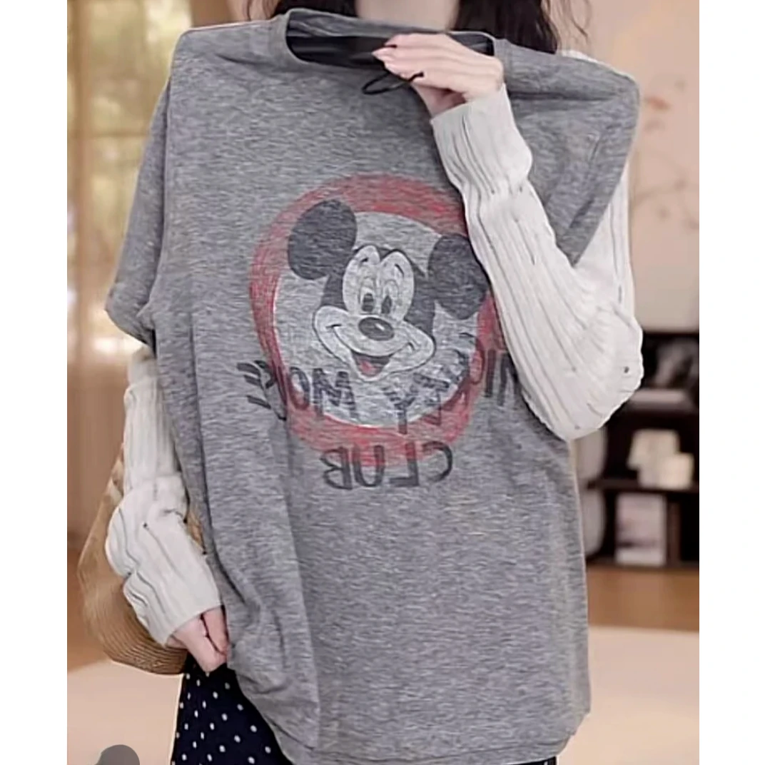 设计感百搭卡通小老鼠短袖T恤2025夏季新款时尚少女宽松显瘦上衣