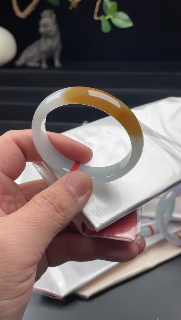 未镶嵌手镯翡翠32号 51-52圈口 黄翡贵妃手镯