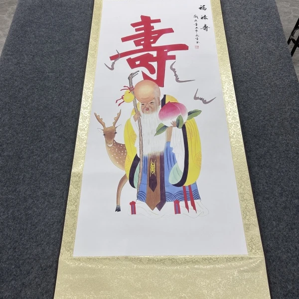 A62精装160*60《福禄寿-老寿星》卷轴画