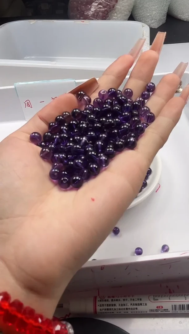 颈饰未镶嵌水晶w49全净体紫水晶6mm*30颗
