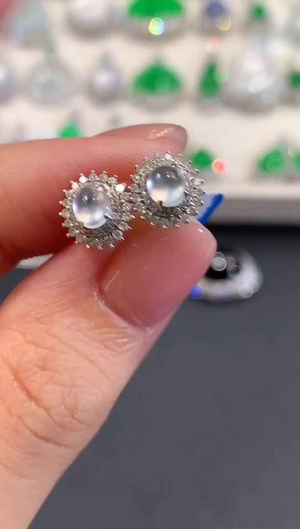 18K金镶嵌翡翠耳饰a100  多样性一件发货