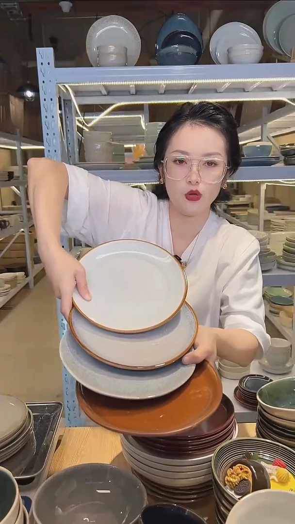 瓷52（八寸盘）外贸尾货高温釉下彩陶瓷餐具默认微瑕