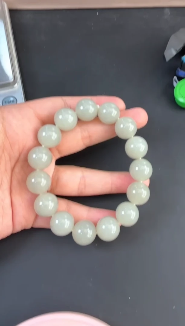 手串未镶嵌和田玉且末微色差近矿卡14手串M