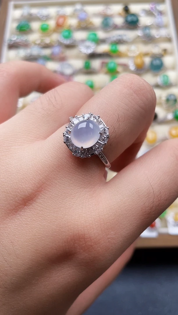 银S925镶嵌戒指翡翠89