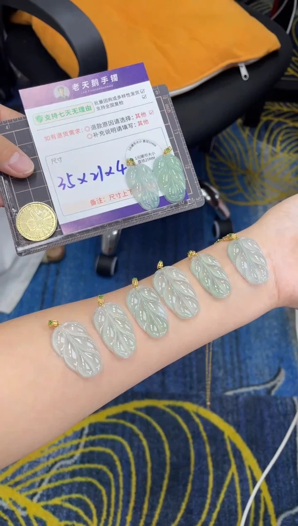18K金镶嵌挂件翡翠叶子FL15/多样性发其一CP配绳