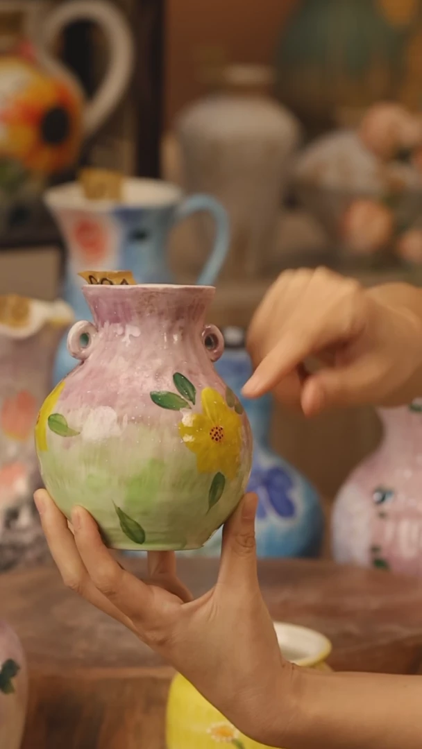 陶瓷081景德镇设计师手作花器摆件侘寂风