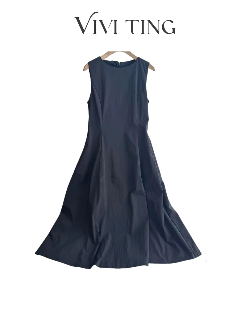 【VIVI·TING】婷姐推荐夏季法式无袖极简风收腰显瘦无袖连衣裙A74