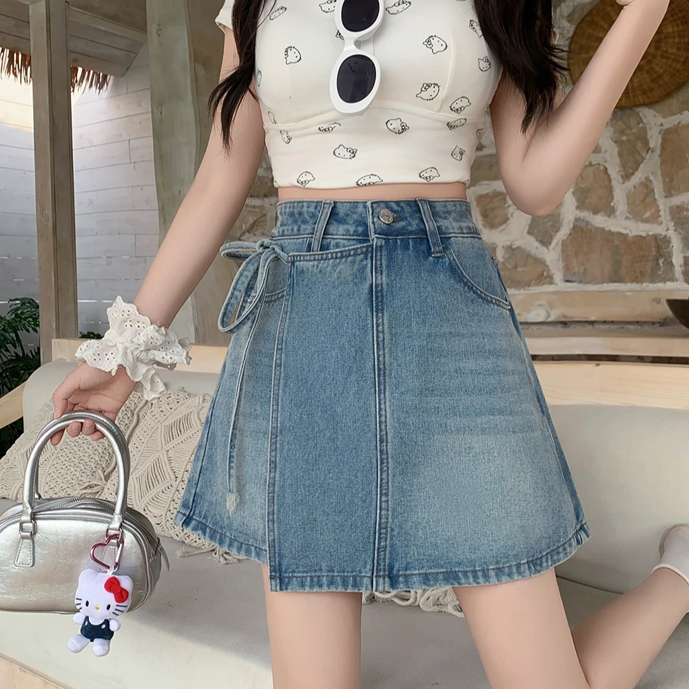 蝴蝶结韩版大码小个子防走光显瘦包臀裤裙短裙半身裙夏季