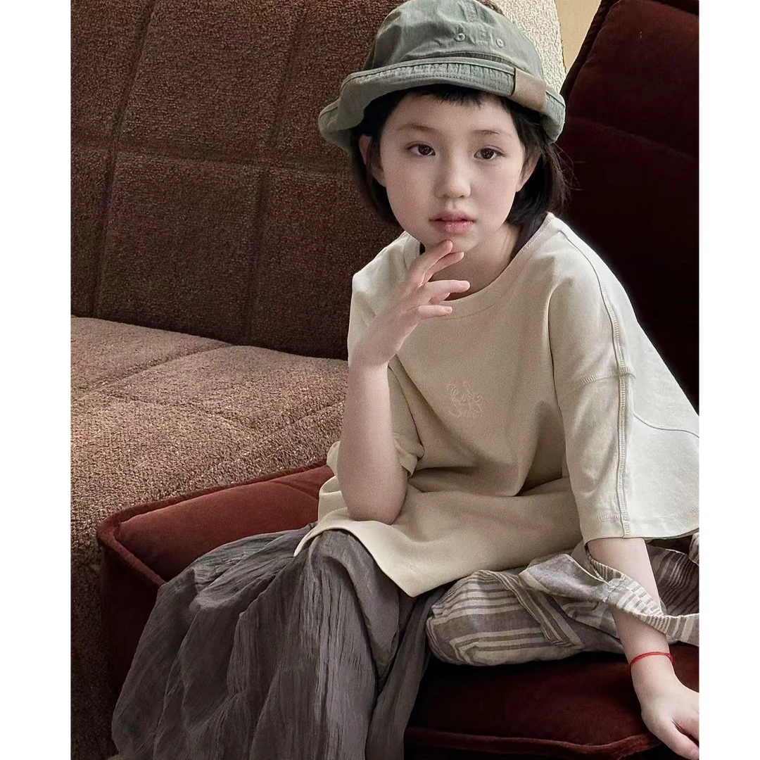 YOUUNNE春夏新款特惠韩系儿童极简风干净纯色短袖T恤