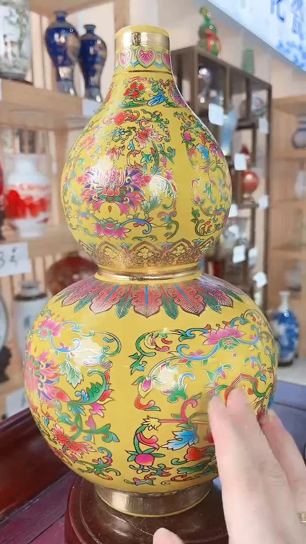 摆件景德镇陶瓷葫芦花瓶