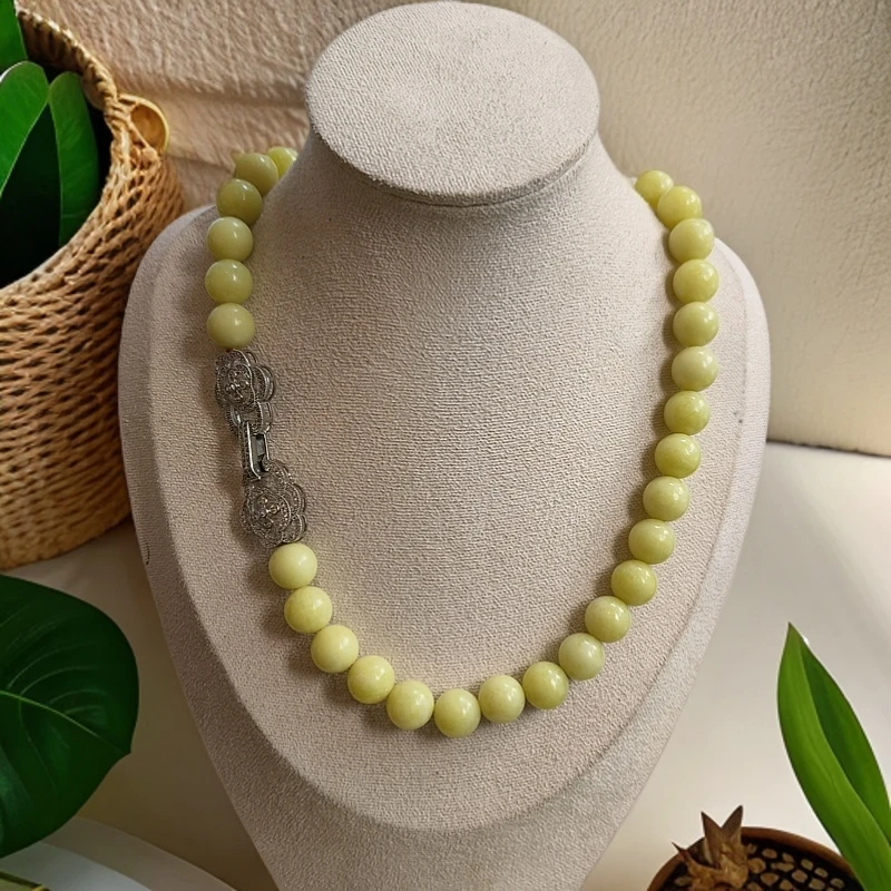 岫玉老黄沁卡12妈妈链百搭时尚大方