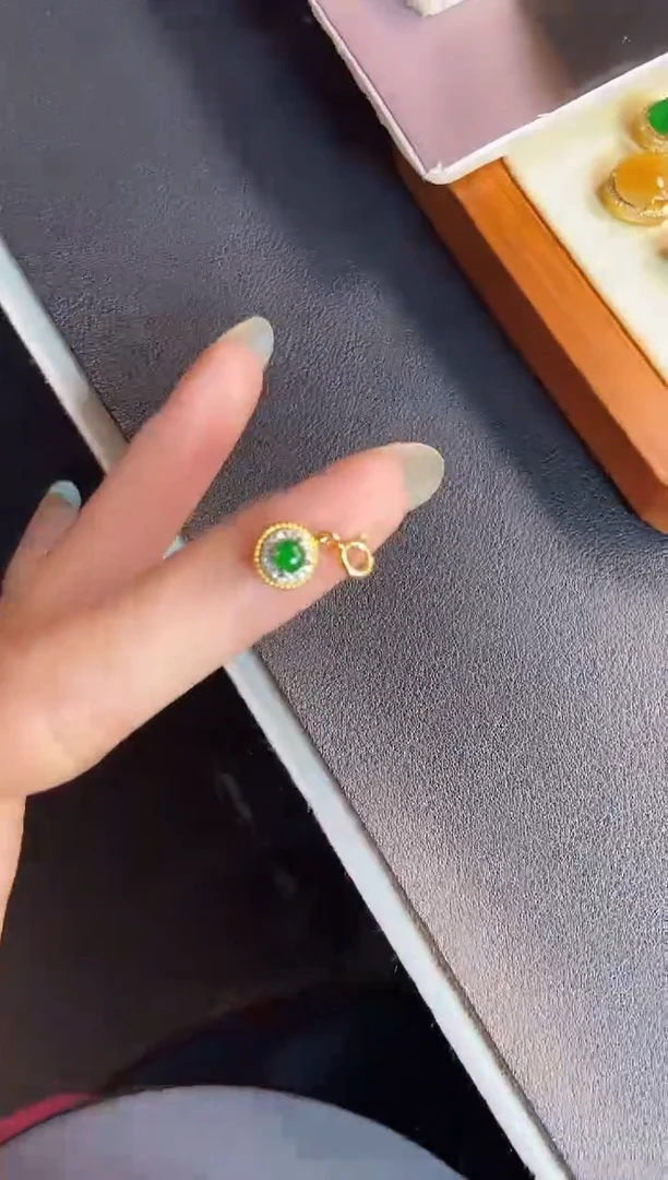 吊坠(不含链)银S925镶嵌翡翠天然A货翡翠