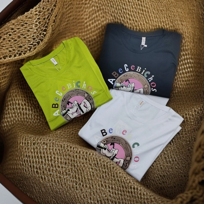 137丝光棉设计师新中式T恤百搭卡通短袖情侣常规圆领