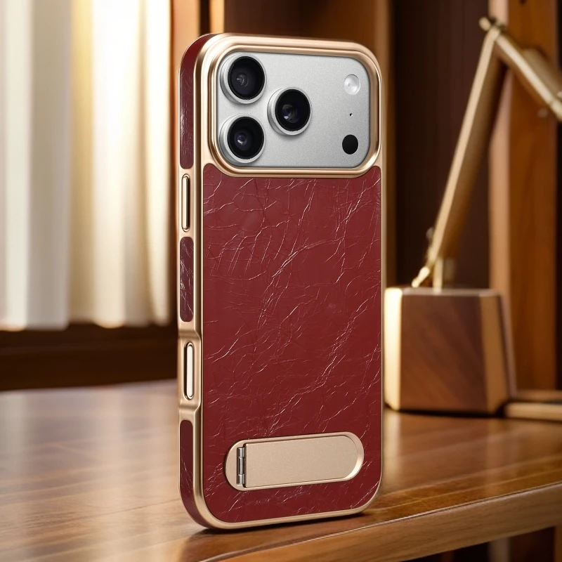 【苹果手机壳】适用iPhone17/16/15/14ProMax真皮磁吸支架款保护套